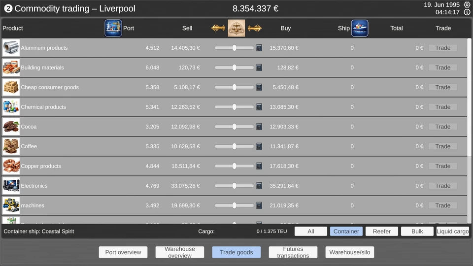 Waren kaufen und verkaufen – Ocean Cargo Manager